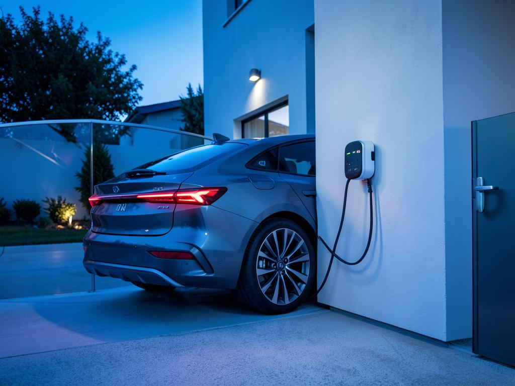 Electric car charging from a wall-mounted home charger